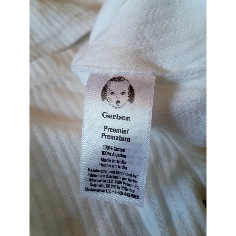 Gerber Preemie 3pc Set White Pointelle Knit Cardigan Footed Pants Beanie Cotton